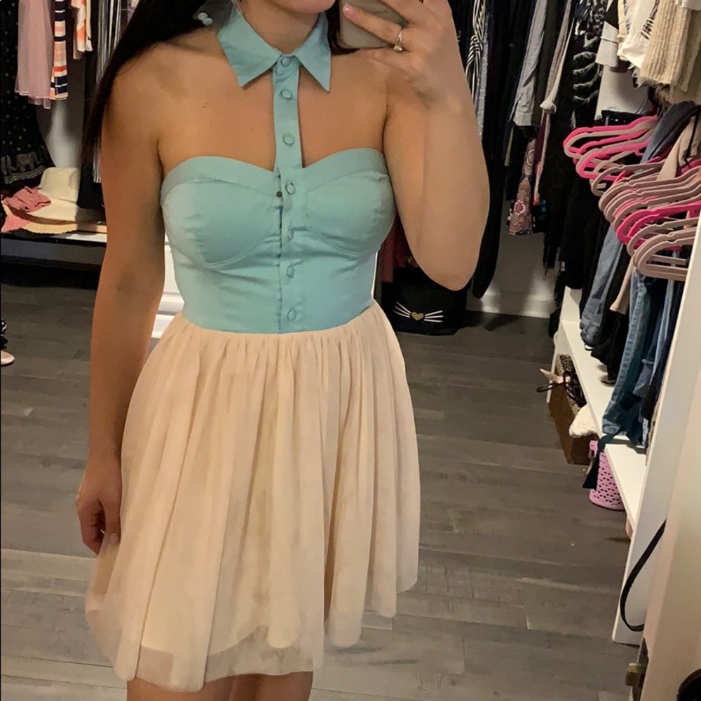 NWT denim tulle collar dress